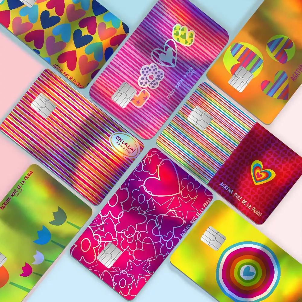 Pegatinas para Tarjetas Bancarias con Purpurina Láser de Agatha Ruiz-De La-Prada, Calcomanías Decorativas Artísticas Multiusos de Moda