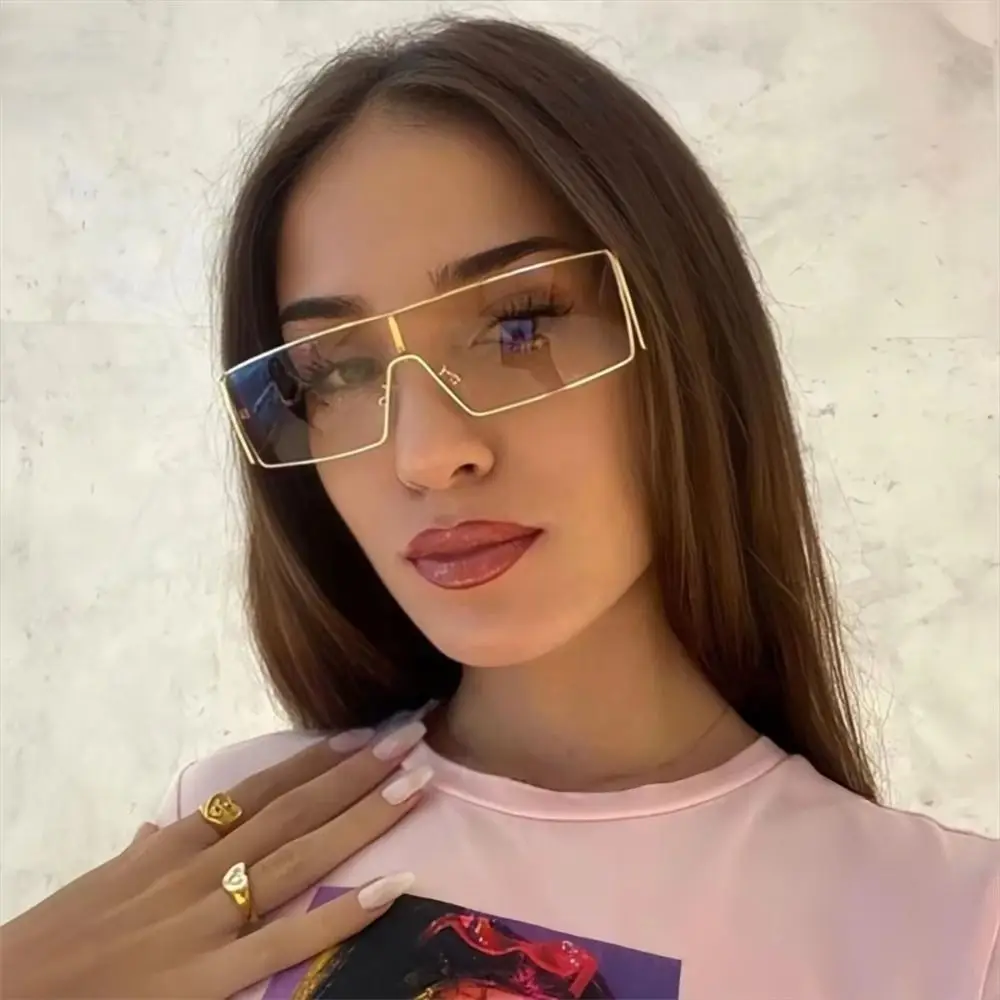 جديد Y2K فاسق مستطيل النساء النظارات الشمسية المعدنية الذهبي الإطار الرجعية الفاخرة نظارات شمسية UV حماية النظارات