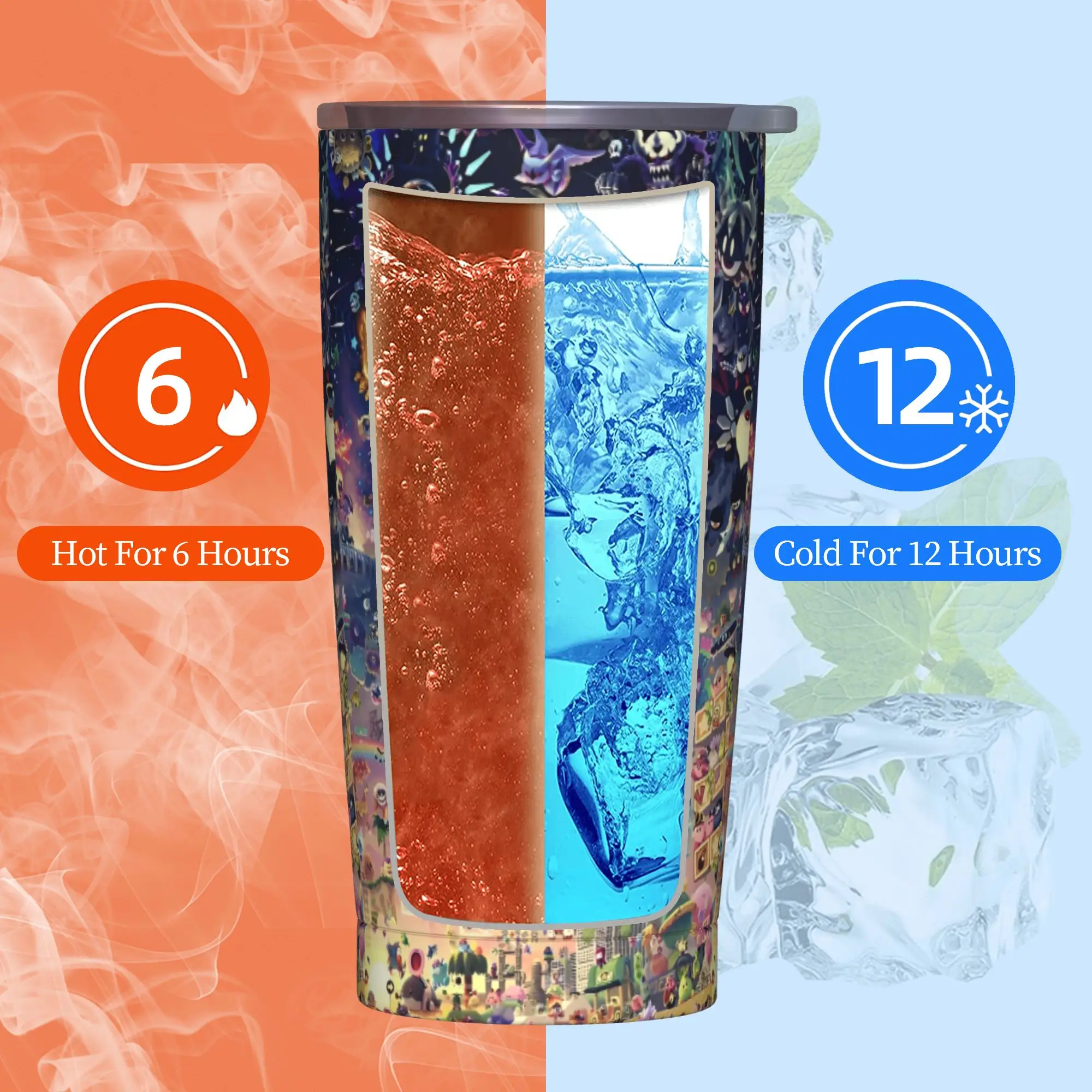 Cookie Run Kingdom Tumbler Vacuum Insulated Action Gacha Game Thermal Cup Vacuum Flask Travel Outdoor Mug Water Bottle, 20oz - view 5