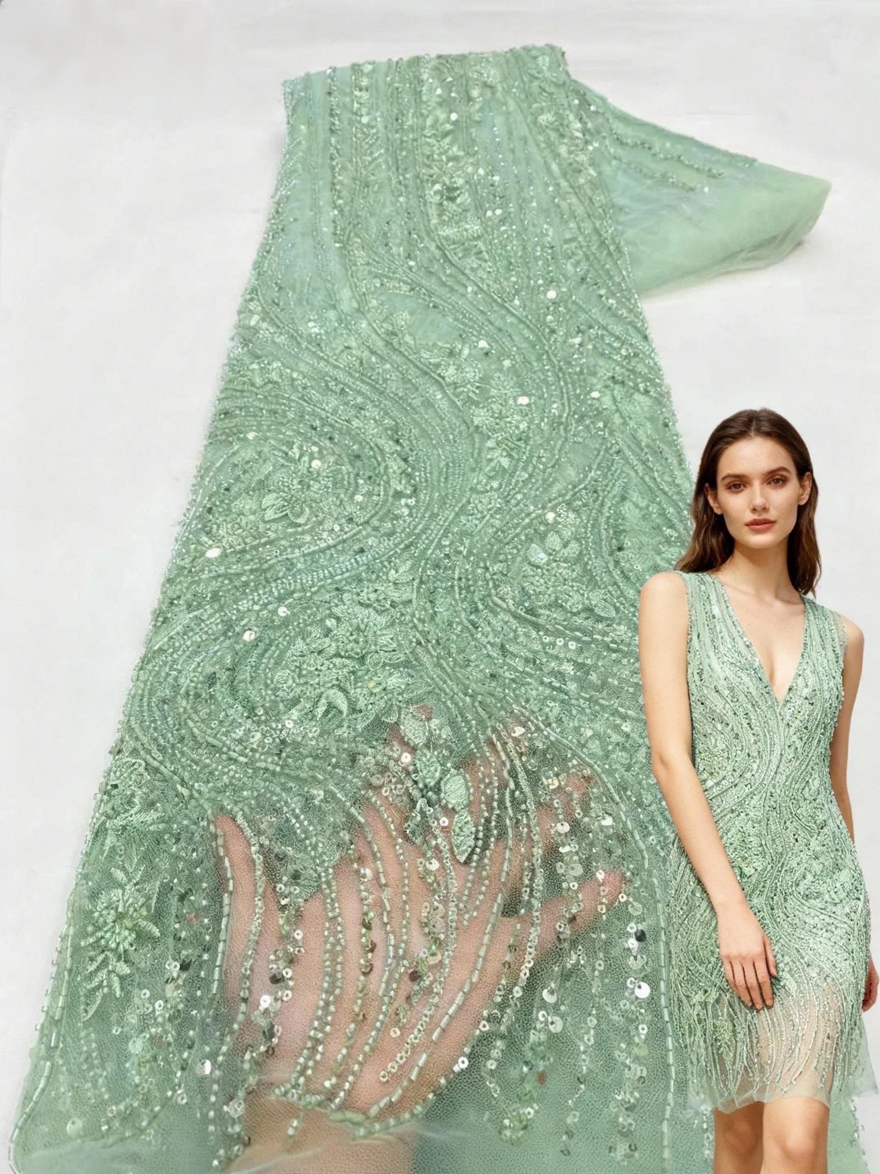 

Африканская сетчатая кружевная ткань, нигерийские бусины, кружевная ткань с блестками, 2026, высокое качество, французские нигерийские кружевные платья для женщин, вечерние, свадебные