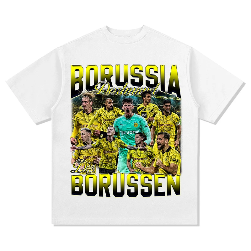 Football Series Borussia Dortmund American Style Short Sleeve T-Shirt High Quality Digital Direct Injection Football Bundesliga