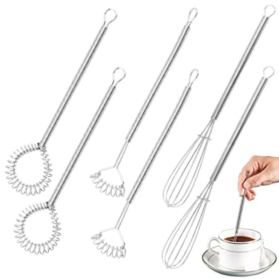 

6 PCS Mini Whisk Set Stainless Steel Spring Whisk Cng Gadget for Blending Whisking Beating Stirring Gravy