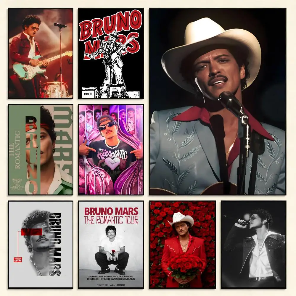 Pop Singer Bruno Mars Poster Digital Solvent Print Waterproof PP Fade-Resistant Wall Art Room Decor Gift