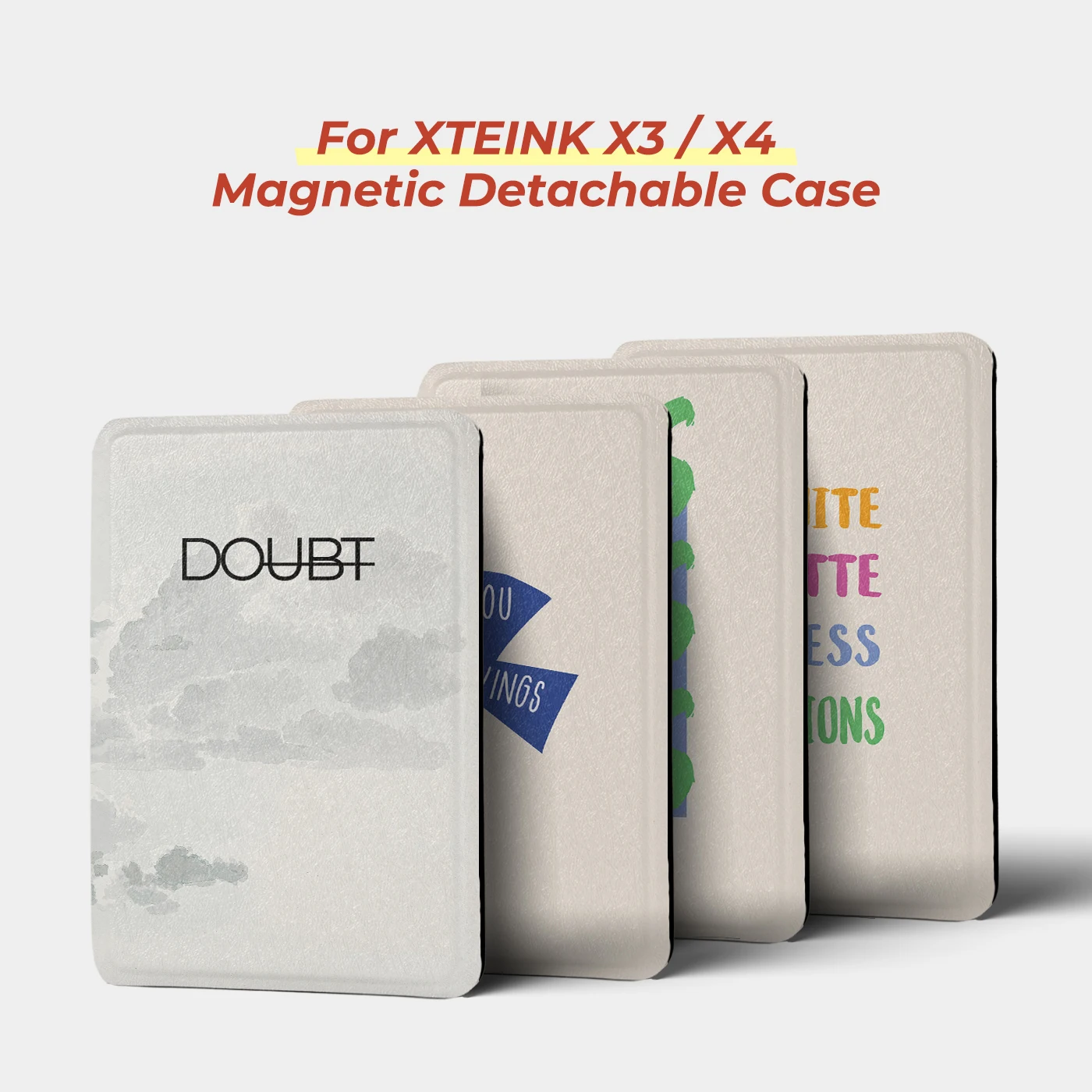 Twosheep English Quotes Magnetic Detachable Case suit for XTEINK X3, XTEINK X4 Detachable Cover Clear TPU Back Shell Slim Guard
