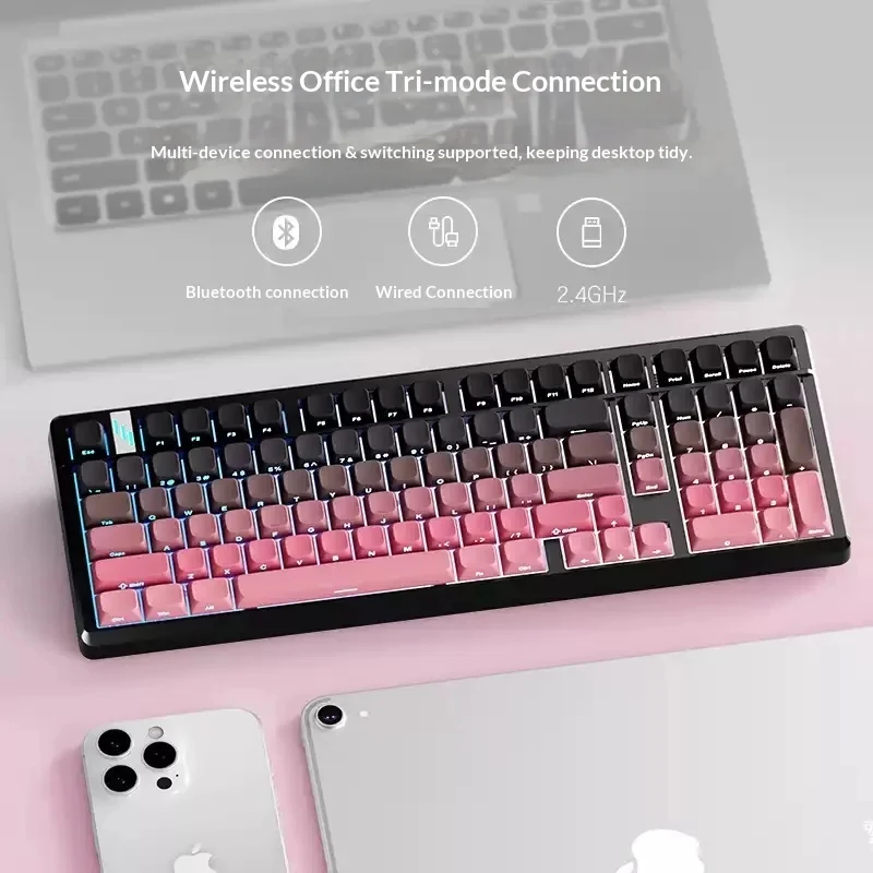NEW Newmine K98 98% Gasket Hot Swap Wireless Mechanical Keyboard RGB Backlit 8000mAh Tri Mode for PC Gaming Office