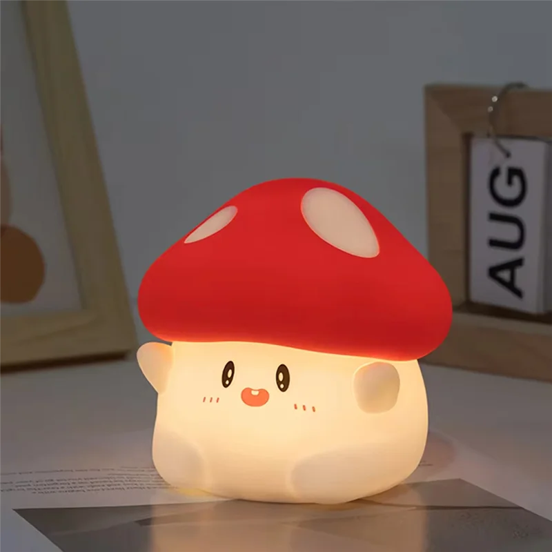 

AA01-Mushroom LED Silicone Night Light Soft Sleeping Nursery Night Light Dimmable Rechargeable Lamp Room Decor