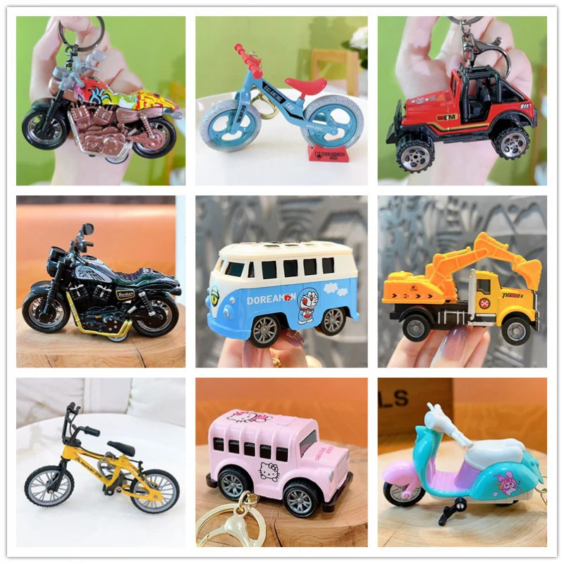 Mini Car Alloy Car Model Motorcycle Keychain Toy Decoration Children's Toy Small Pendant