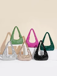 Borsa da sera da donna borsa da ascella con paillettes in alluminio con cerniera borsa Casual leggera borsa per cellulare a tracolla scintillante per feste