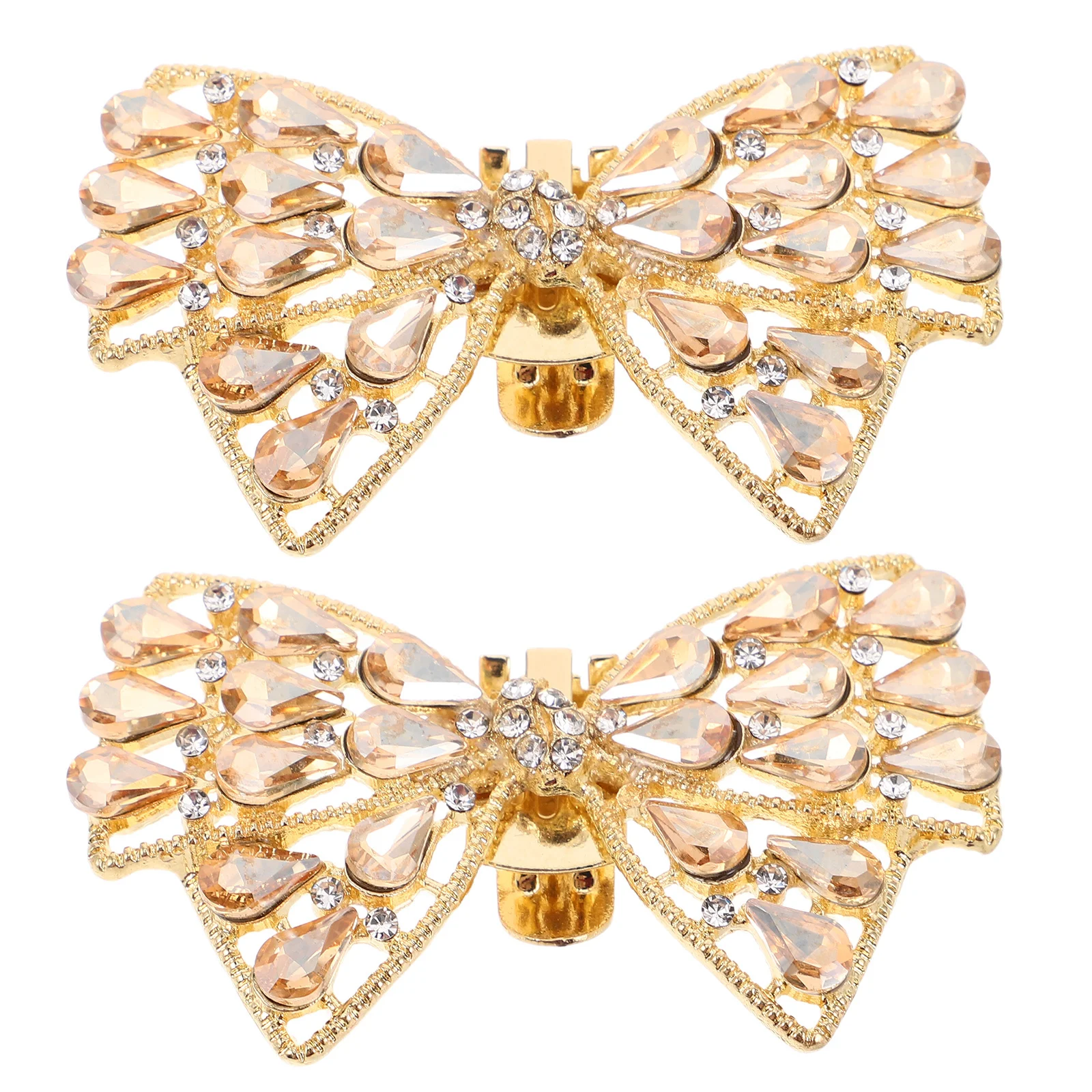 

2Pcs Water Drill Bow Shoe Decoration Rhinestone Crystal Clips Removable Elegant Wedding Party Bridal Shoe Buckles Charm
