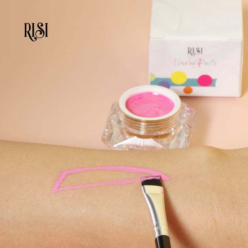 Free RISI Wholesale White & Pink Eyebrow Mapping Paste Waterproof Mapping Paste Soft Texture Brow Paste