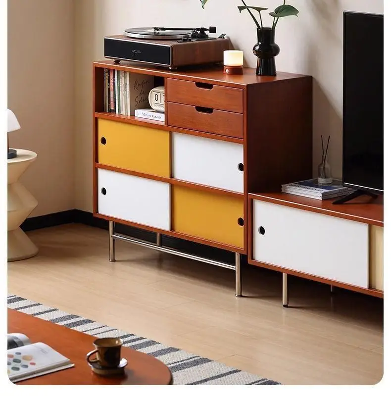 Medieval meal edge color contrast sliding door color matching left and right lockers living room foyer cabinets