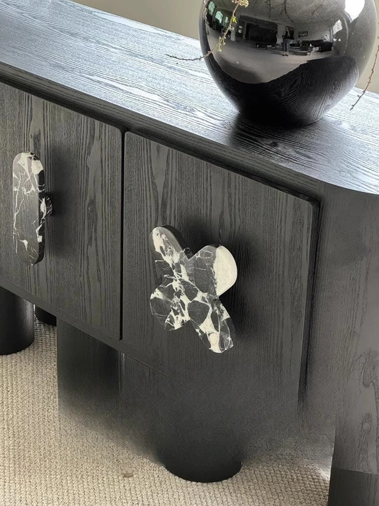 

French medieval, creative solid wood, black side cabinet, modern living room for home use, TV cabinet