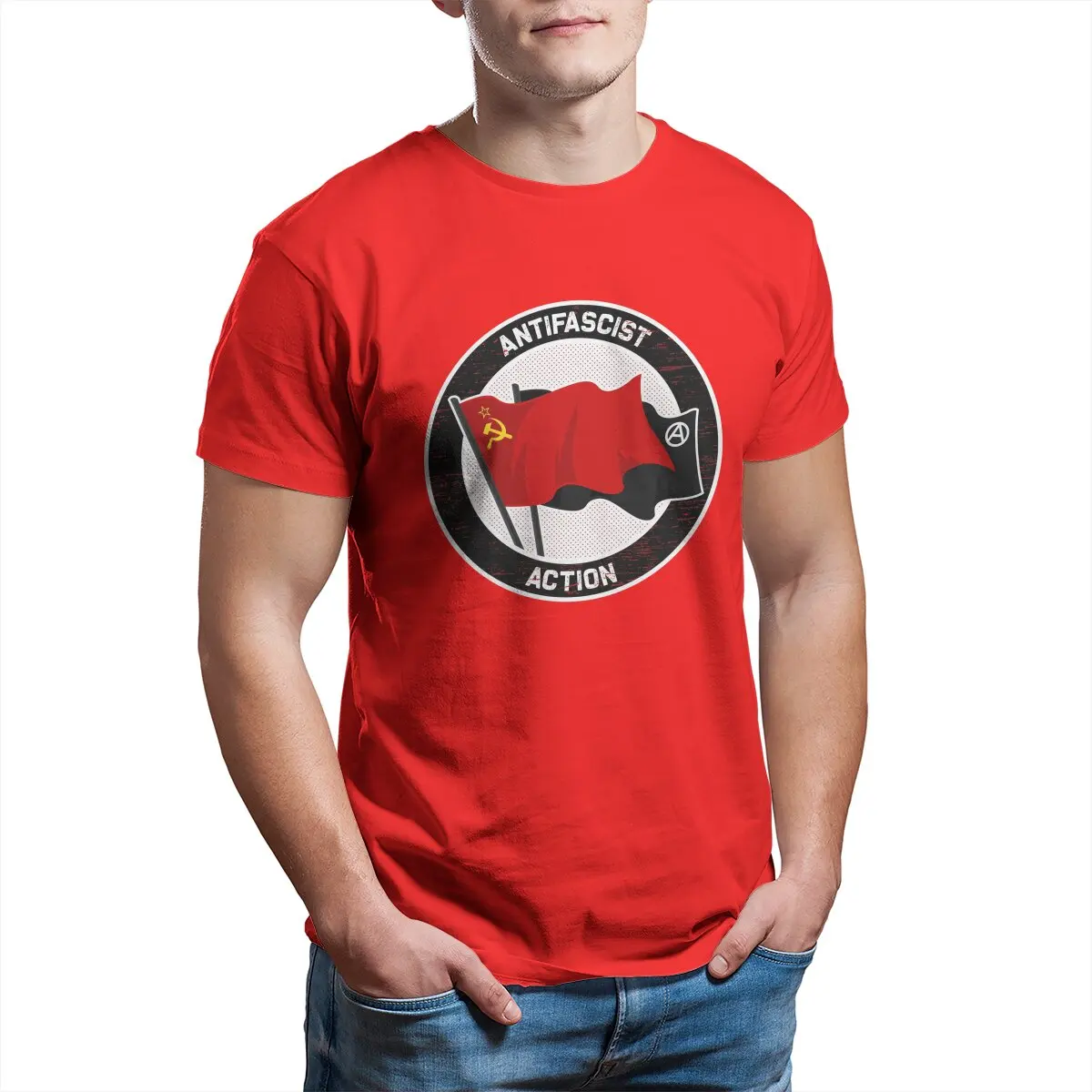 ANTIFASCHISTISCHE AKTION Leftist Antifa Antifascism Antifascist Mens T Shirt Male Brand Tee Shirt Men Summer Anitfa Logo T-shirt