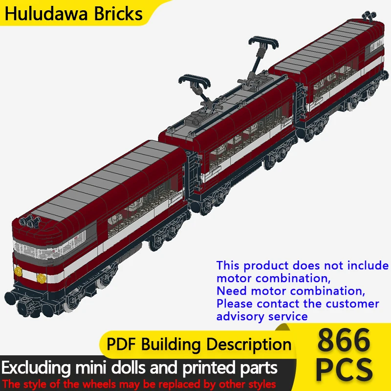 

City Car Model MOC Building Bricks Dark Red Passenger Train Modular Technology Children Holiday Gifts Assemble Toys Suit