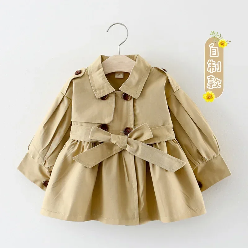 Children's Clothing 2023 Girls' Coat Kids Jacket Children's Spring Autumn Korean Style Cute Long Trench Baby Girls Windbreaker