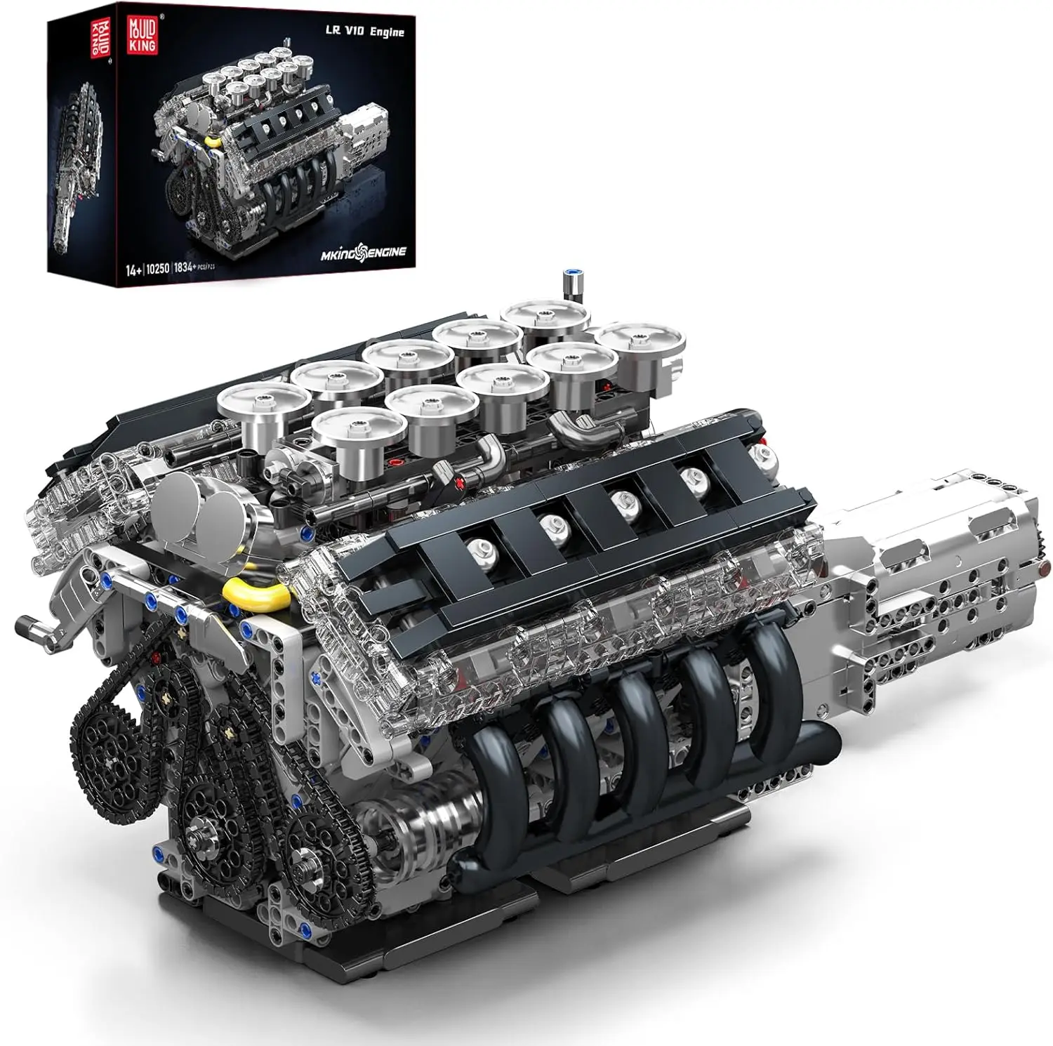 

Mould King 10250 Working V10 Engine Model Kit, 1834 PCS STEM Building Set for Adults & Teens, Gift Idea