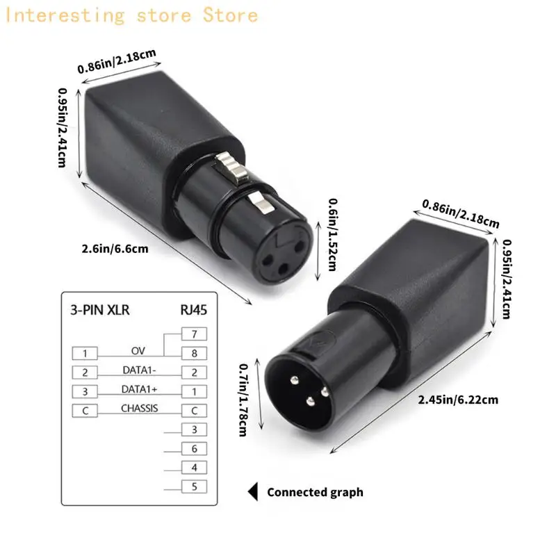 Konvertierungskupplung RJ45 auf 3-poligen Stecker mit schwarzem Gehäuse für Kabelarbeiten 55KC – Detail 6