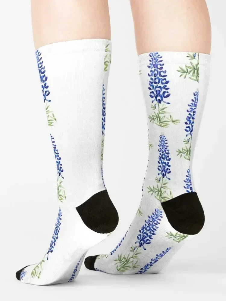 Texas bluebonnet in watercolor Socks luxury gym designer Run Men Socks Women's