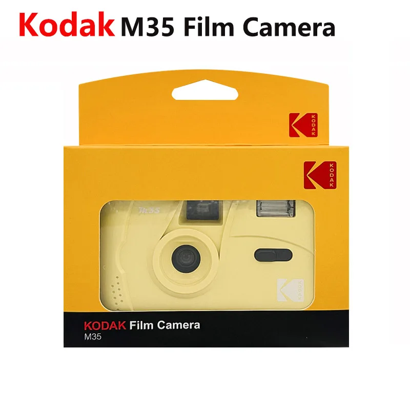 新しいコーンイエローM35フィルムカメラ コダック 非使い捨て レトロフィルムマシン マニュアル 再利用可能 1-6枚フィルムカメラ フラッシュ機能付き