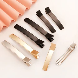 Pinzas para el pelo negras para niña, Base de doble punta de cocodrilo, horquilla de Metal en blanco, fabricación de joyas, accesorios para el cabello DIY, 10-30 piezas, 3,5-8cm