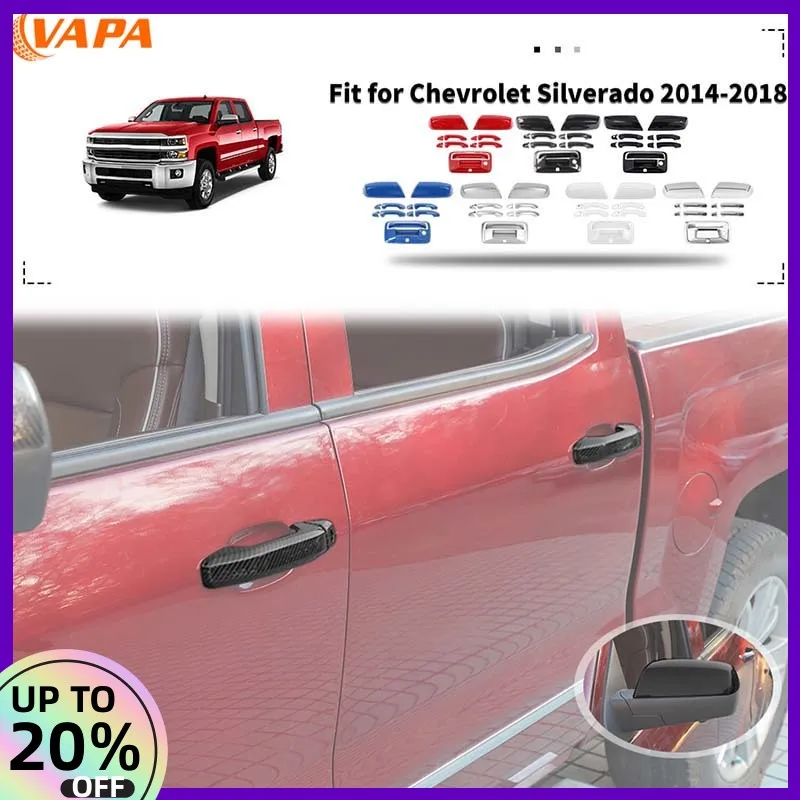 

ABS Exterior Car Reverse Mirror Housing Cover Door Tailgate Handle Trim Accessories Decoration for Chevrolet Silverado 2014-2018