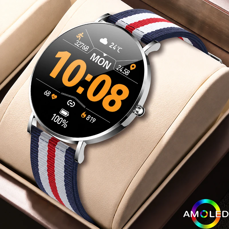 LIGE New Women Smart Watch AMOLED HD Screen Bluetooth Call Waterproof Watches Sport Fitness Tracker Smartwatch For Android iOS