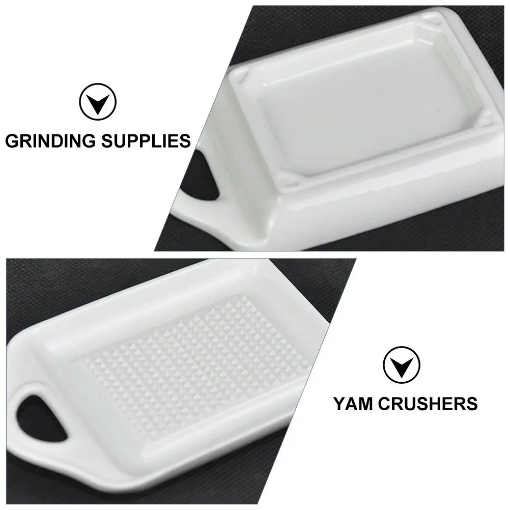 2Pcs Ceramic Ginger Grinder for Abrasive Seasoning Food Home Baking Ingredients Smooth Thinner Faster Grinding Groove Tray