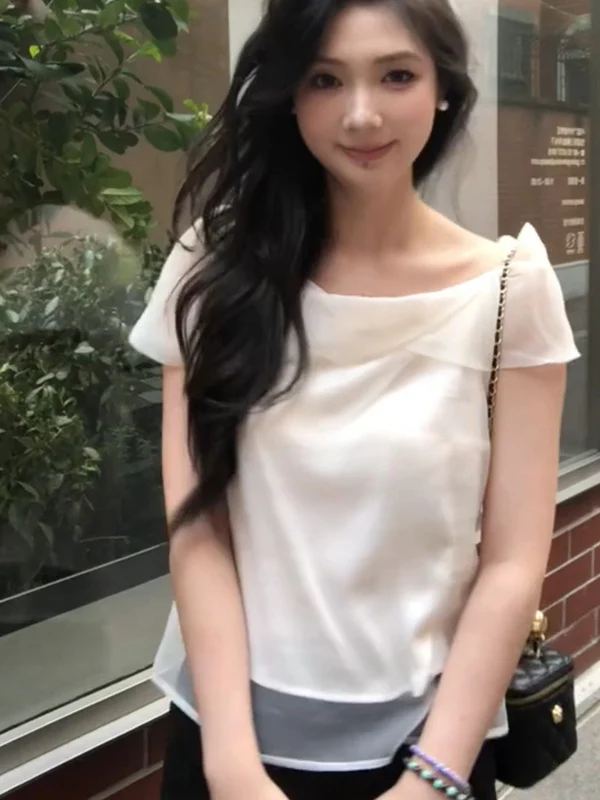 Design unico Estate Donna irt Soft Wind Me ort Sve Chiffon Sottile Top Bellissimo coreano Sle Pendolarismo Colore puro