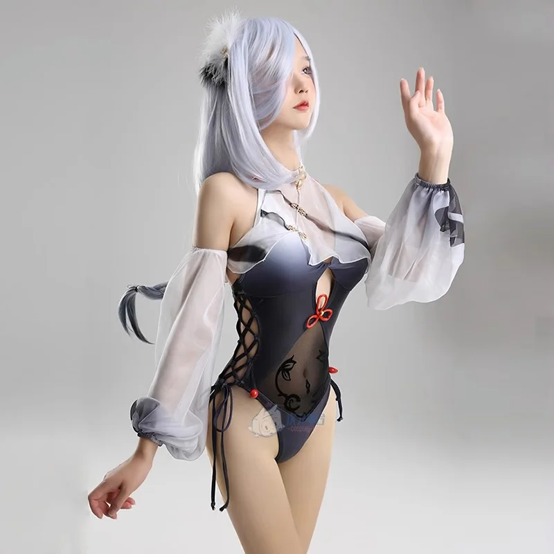 Gioco Genshin Impact Shenhe Costume Cosplay donna carino Sexy Costume intero costumi da bagno 2023 nuova estate Beach Party Costume da bagno