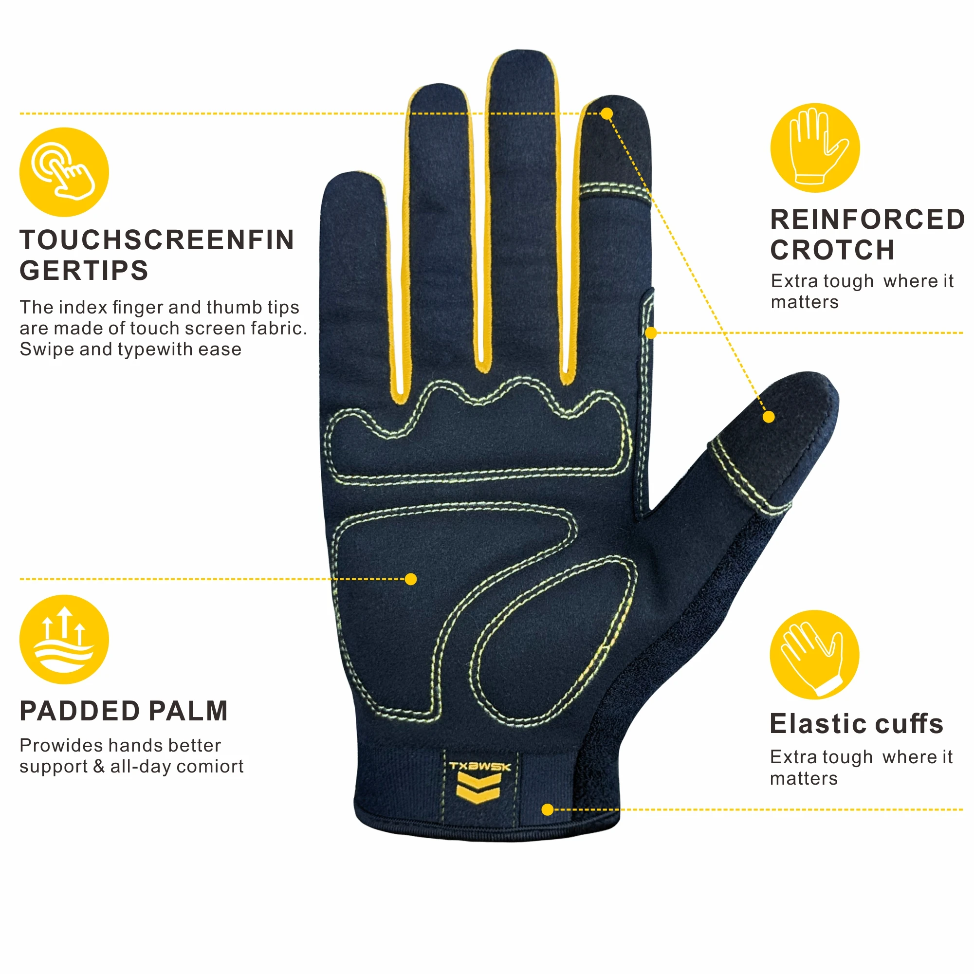 Unisex Work Gloves, Mechanic Gloves Touchscreen Compatible, Superior Grip Multi-Purpose