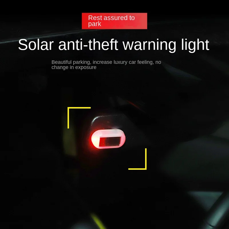 Upgrade Car Simulation Anti-Theft Warning Light Solar ChargingledWireless Interior Car Strobe Decorative Light