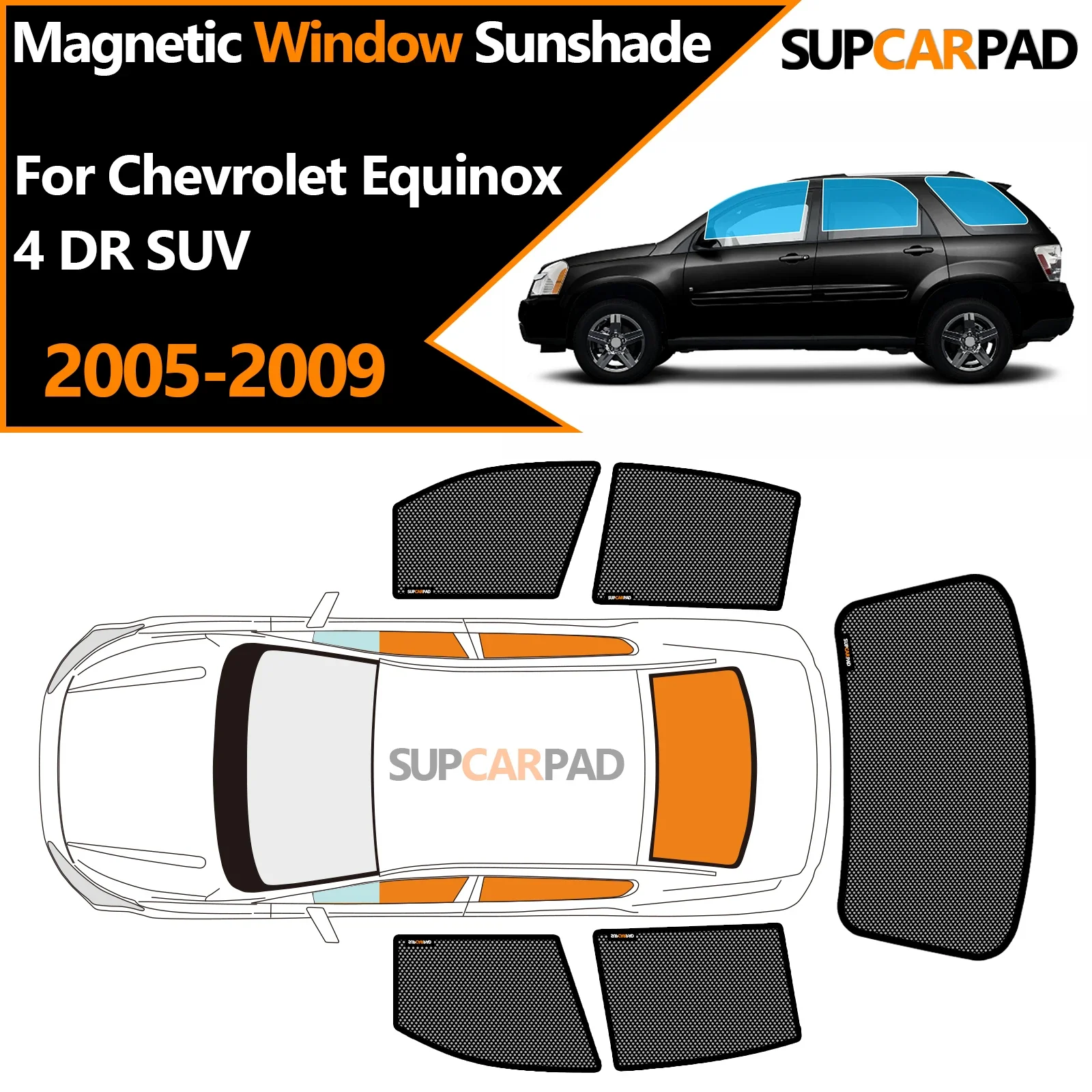 

Custom Car Window Sunshade For Chevrolet Equinox 4 DR SUV 2005-2009 Magnetic Curtain Mesh Front Windshield Frame Curtain