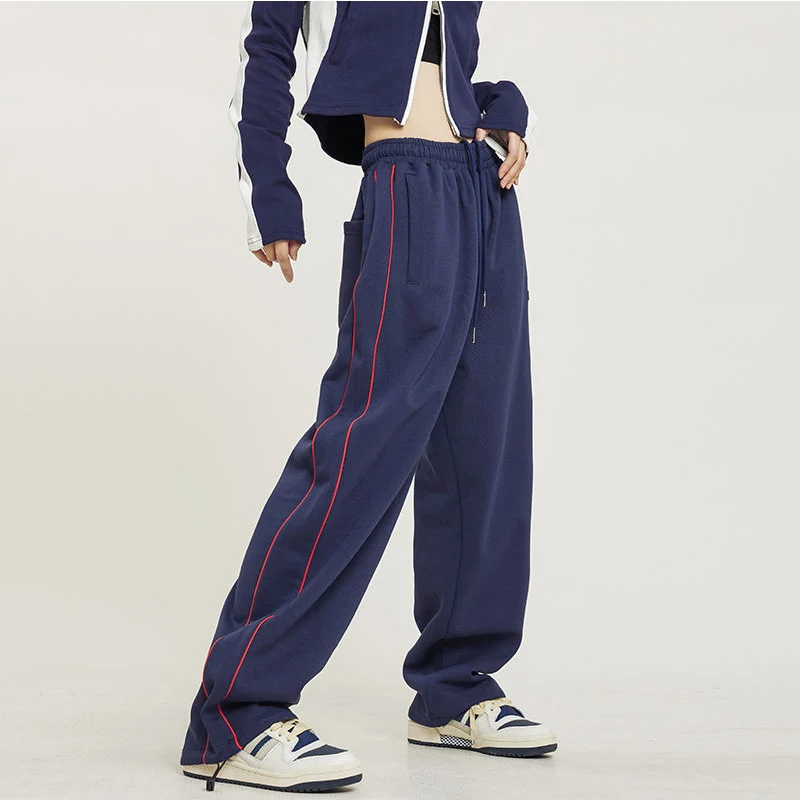 Hippie Black Striped Jogging Sweatpants Women Vintage Harajuku Streetwear Oversized Sports Pants  Style Tracksuits