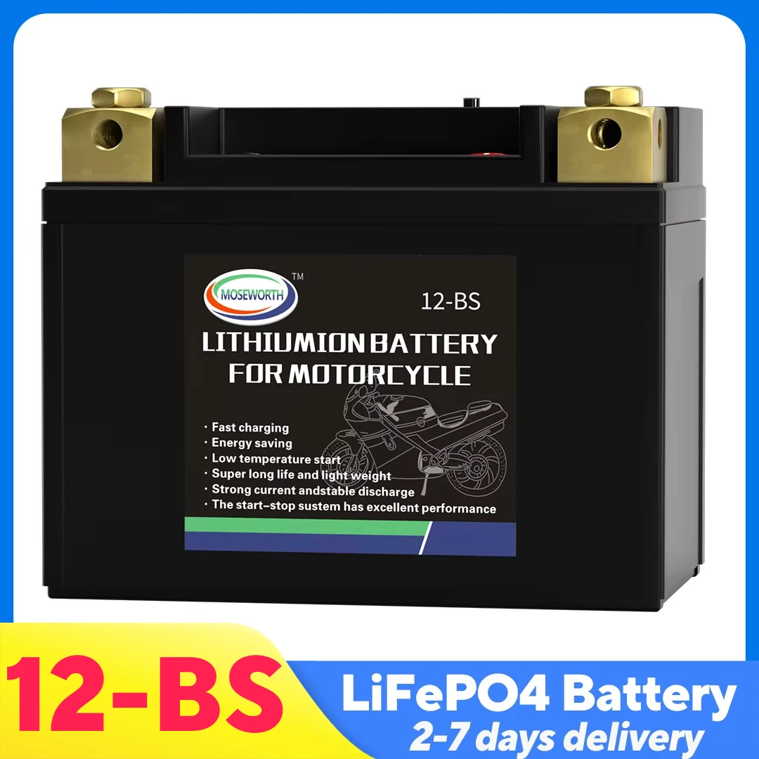 12-BS 12V 8Ah Motorrad LiFePO4 Batterie Lithium-Eisenphosphat-Starterbatterie mit BMS 450CCA Wartungsfrei für Suzuki Kawasaki ATV 150x87x130mm