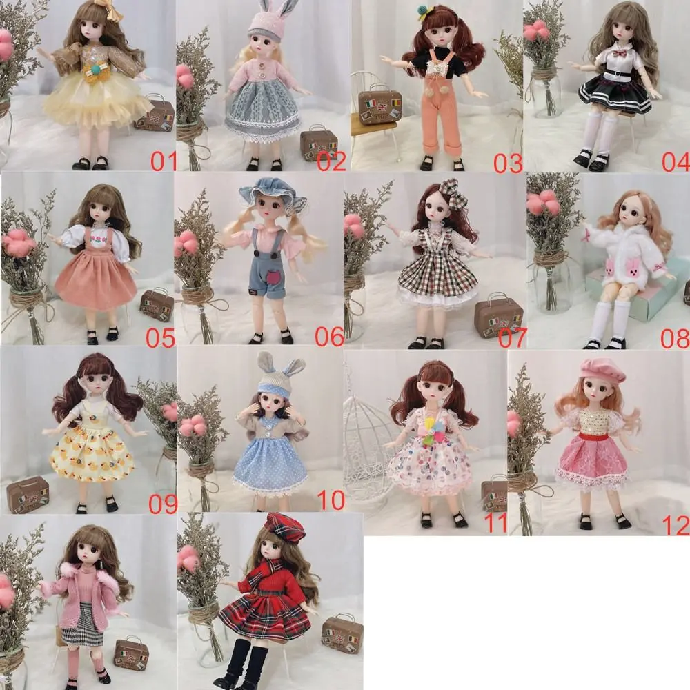 12 Giunti mobili 30 centimetri Bjd Bambola Occhi marroni con vestiti Scarpe Vestito della ragazza Bambole 1/6 Parrucca lunga Bambola Ragazza Giocattolo Ragazza Giocattoli