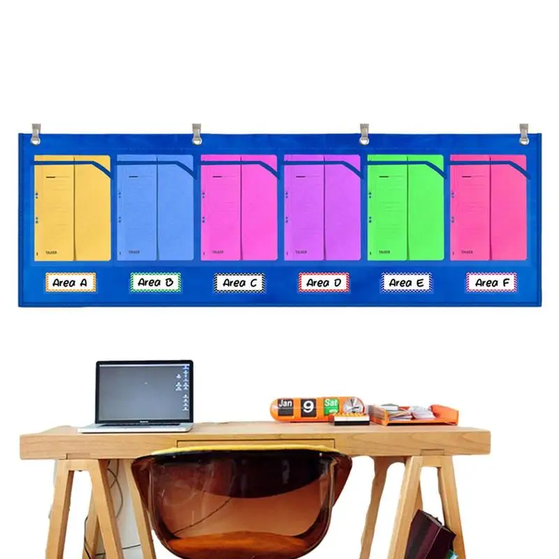 Wall Pocket Chart Multipurpose File Organizer 8 Pockets Preschool Learning Labels  for Teacher Supplies For Office and Schools