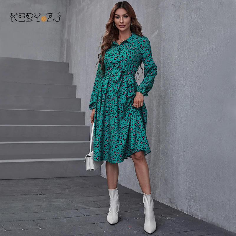 KEBY ZJ Women Elegant Long Dress 2022 Spring Autumn Casual Print Office Lady Party Chiffon Dresses A-Line Midi Dress Vestidos