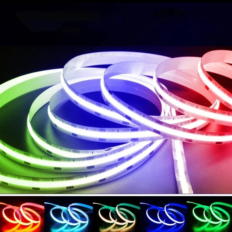 أضواء المنزل الذكي عداء المياه Cob 24 فولت IP20 420 المصابيح/م Led Rgb شرائط مصباح مقاوم للماء Cob Rgb Led قطاع الضوء
