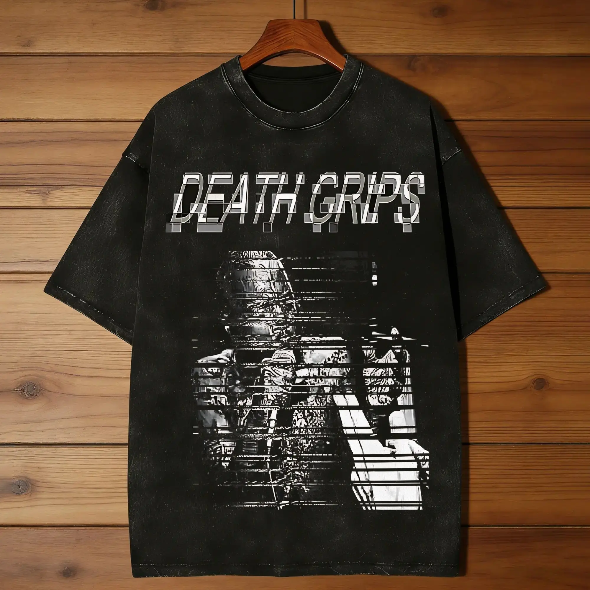 DEA.TH GL.ITCH2 Men's T Shirts Washed  Novelty Tee Shirt Short Sleeve Round Neck T-Shirts Cotton Plus Size Clothing