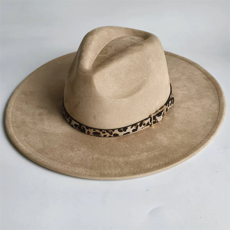 Camel Vegan suede hat Belt  jazz top panama hat unisex women's hat wide brim fedora wide brim hat sombrero