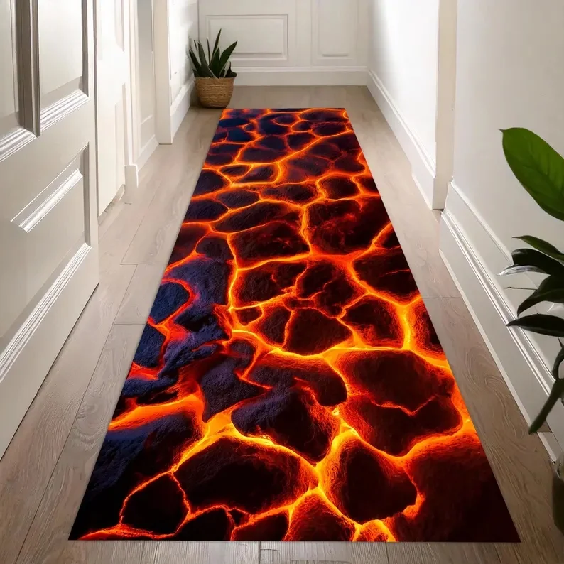 VIKAMA  Magma Pattern Carpet  Three-Dimensional Hole And Crack Carpet  Home Corridor Decoration Carpet  Corner Entrance Carpet