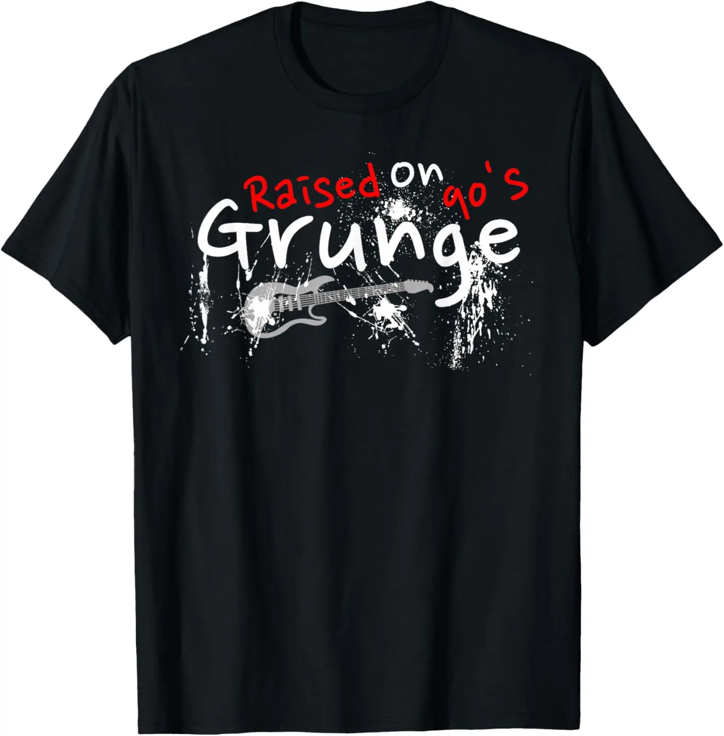Raised on 90's Grunge Rock Music Lover T-Shirt Custom Printed Graphic T Shirts Individuality Vintage T Shirt