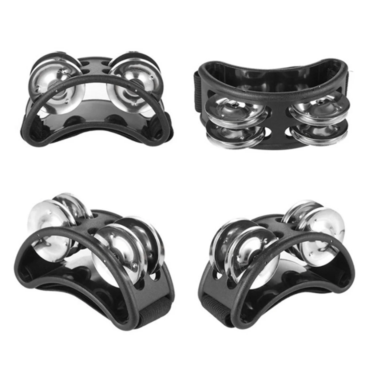 

N18R 4pcs Powerful Sound Foot Tambourine Adjustable Foot Tambourines with Musical Instrument for Performance Singing