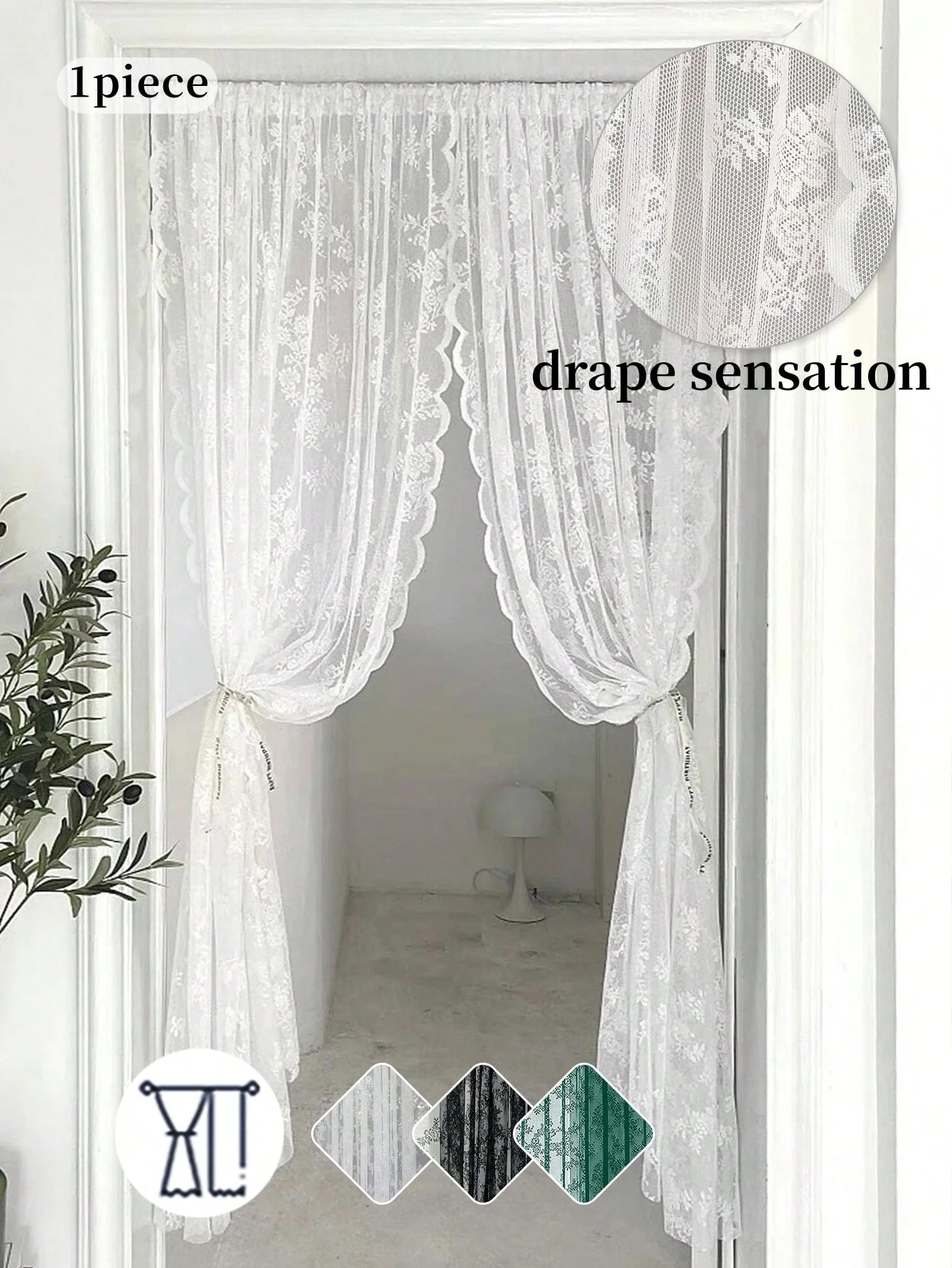 Heavy embroidery floral 3D chiffon lace curtains for living room privacy panels, French romantic bay window sheer curtains