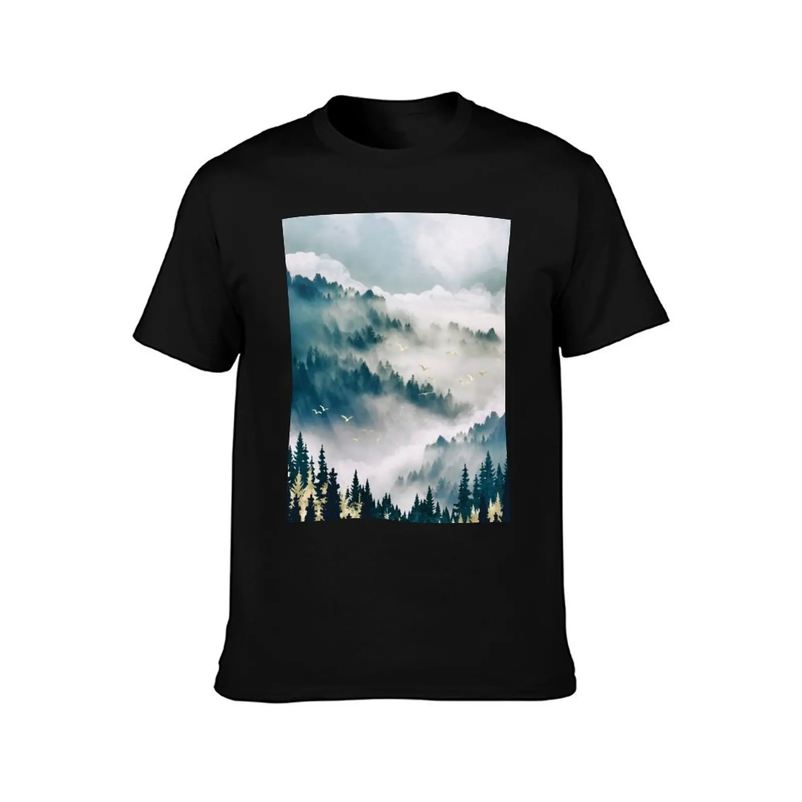 Misty Mountains T-Shirt Plus Size Basic Cotton T-Shirt