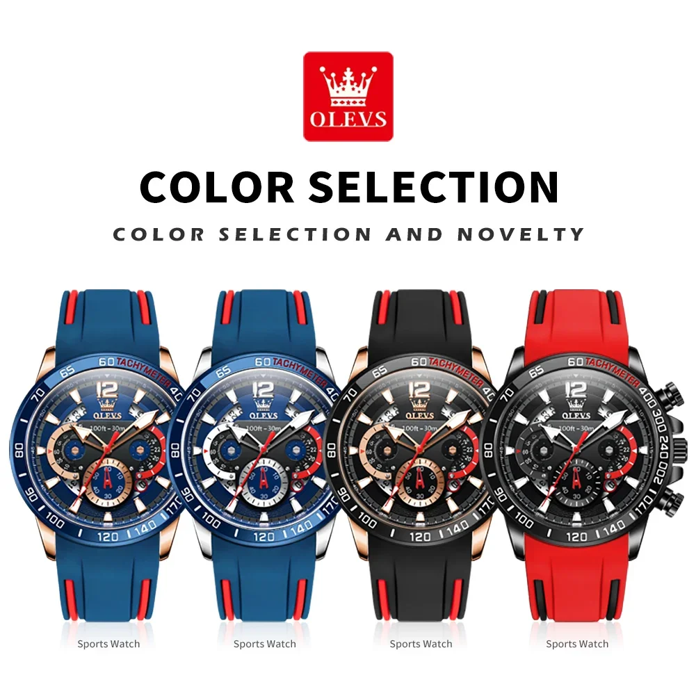 OLEVS 9936 Quartz Mens Watches Luxury Original Sports Design Silicone Waterproof Calendar Luminous Hands Top Brand Wristwatch