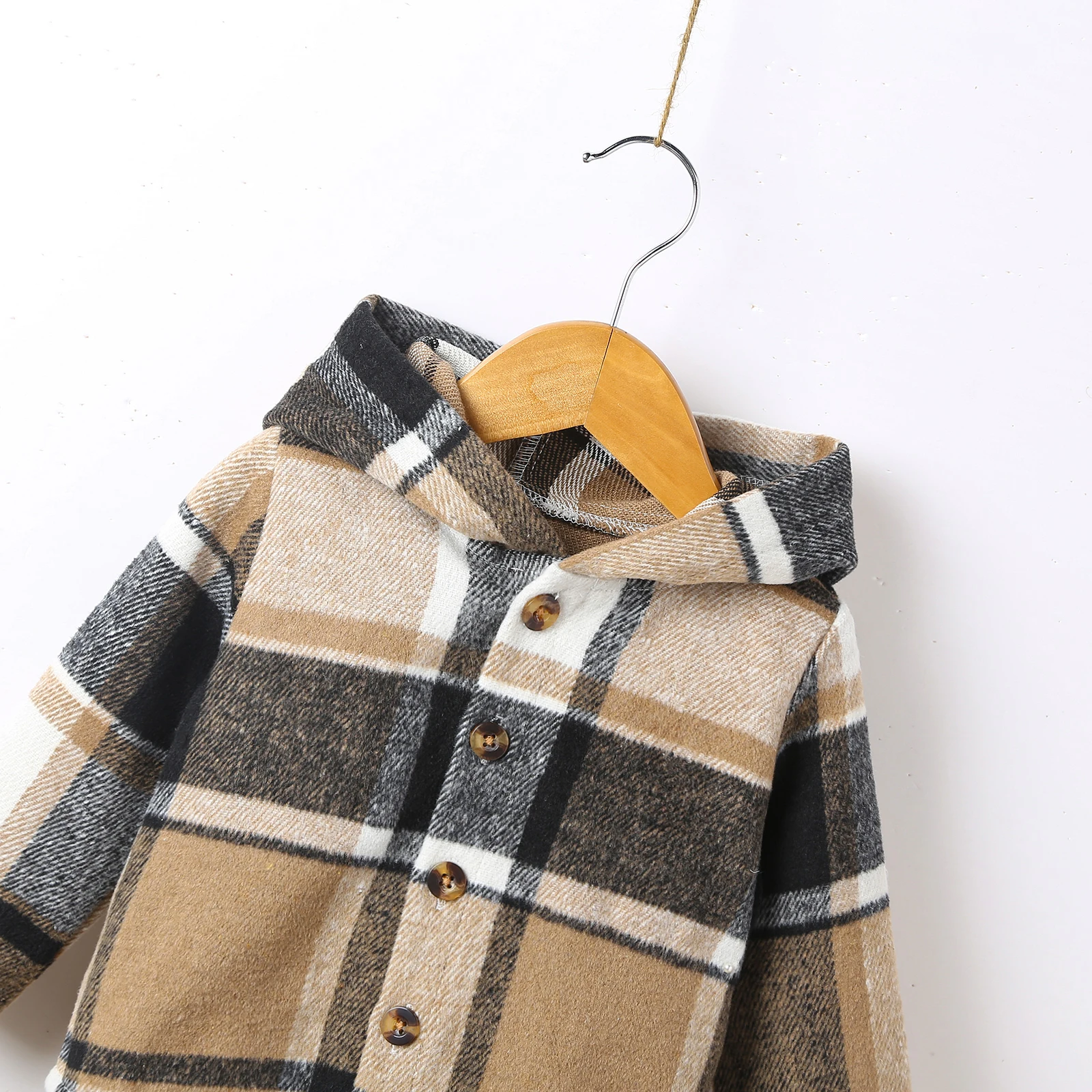 Baby Clothing Newborn Coat Winter Casual Infant Girl Plaid Long Sleeve Hooded Jacket Outerwear