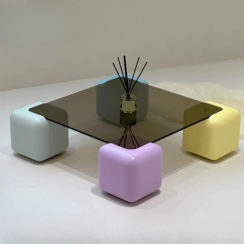 Italian simple art color sugar cube coffee table Living room cream style coffee table