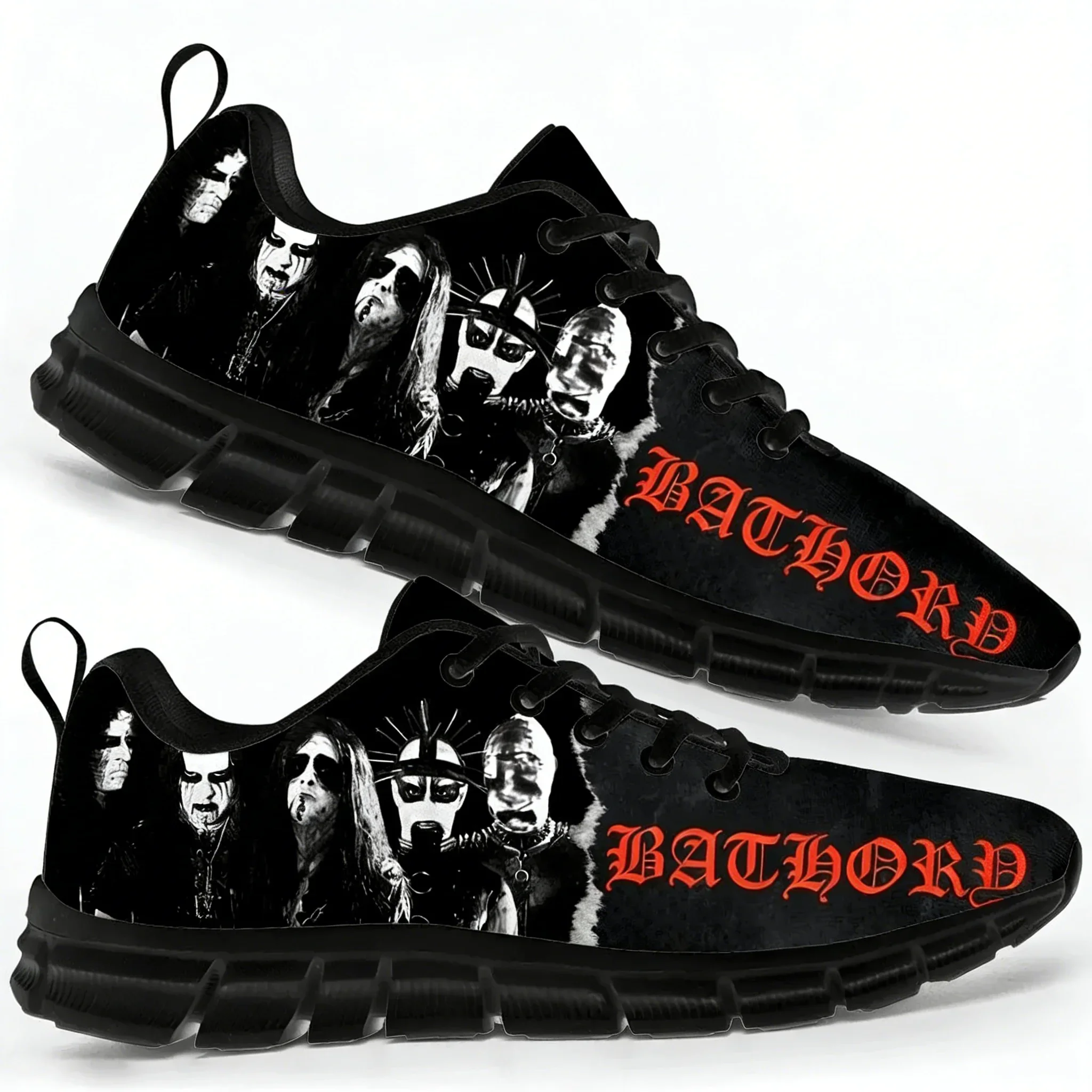 Tênis esportivos Bathory Rock Band para homens, mulheres e adolescentes, tênis personalizados de alta qualidade, tênis de metal preto, personalizáveis para casais