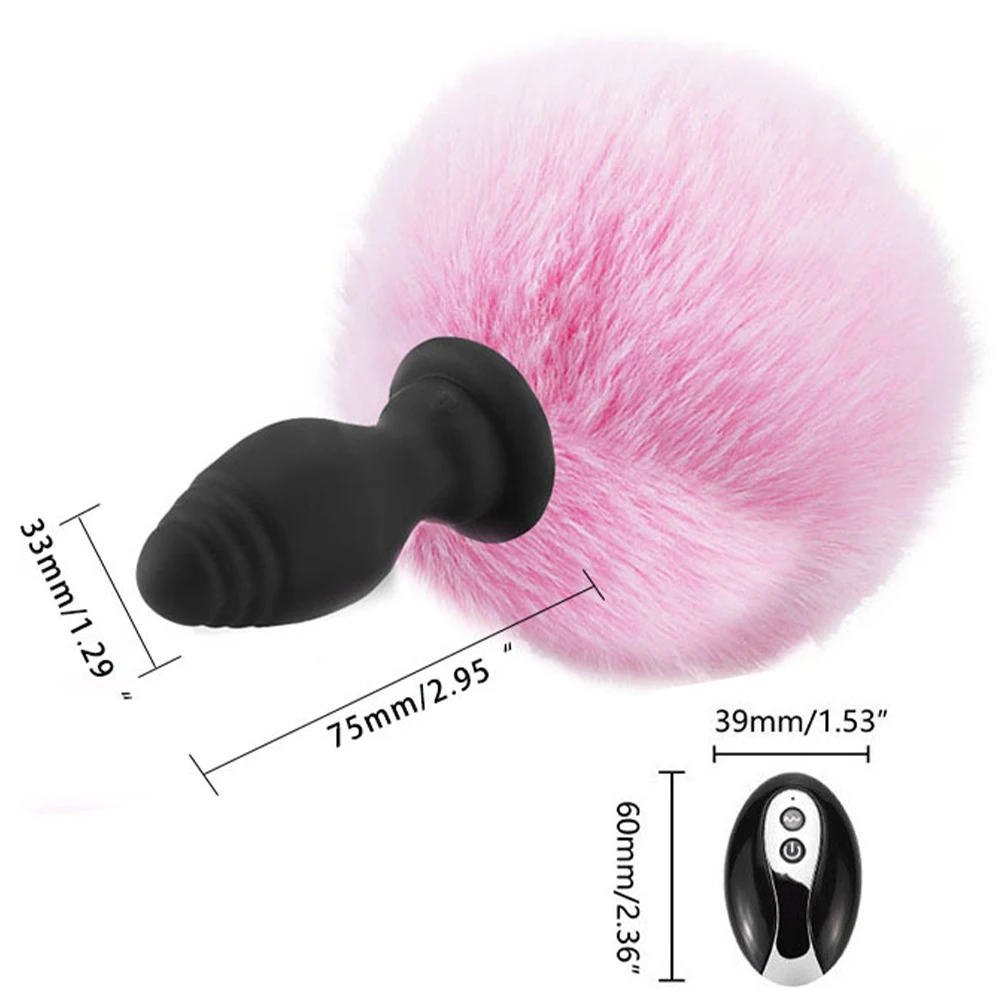 Vibration Cute Rabbit Tail Anal Plug Fluffy Plush Sexy Bunny Girl Cosplay Erotic Sexy Toy For Woman Men Couples Butt Plug Tail